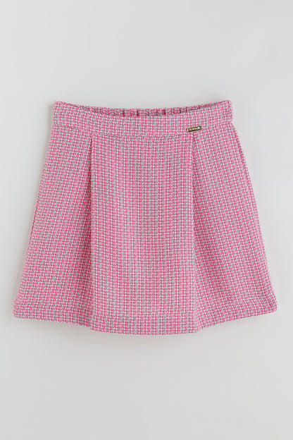 Girls Pink A-Line Fit Yarn Dyed Skirt