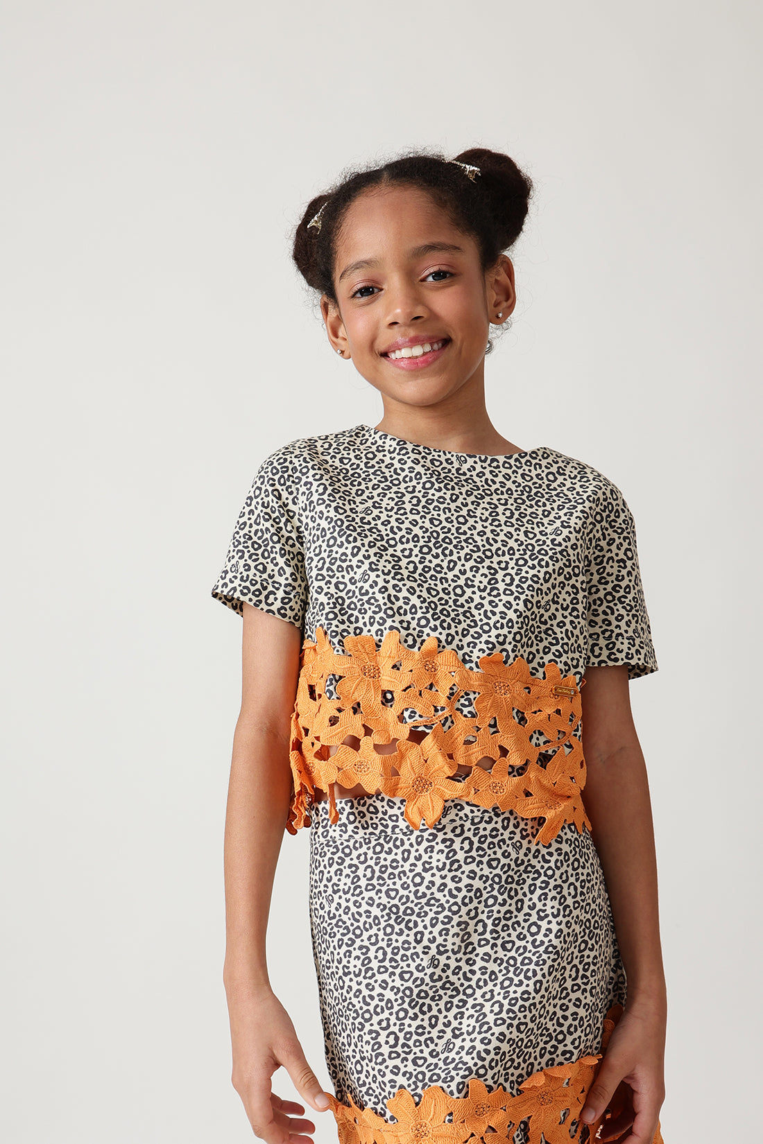 Girls Multi Color Color Regular Fit Short Sleeve Printed Tops By One Friday