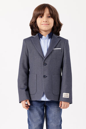Boys’ Blue Formal Blazer with Chest Pocket Square
