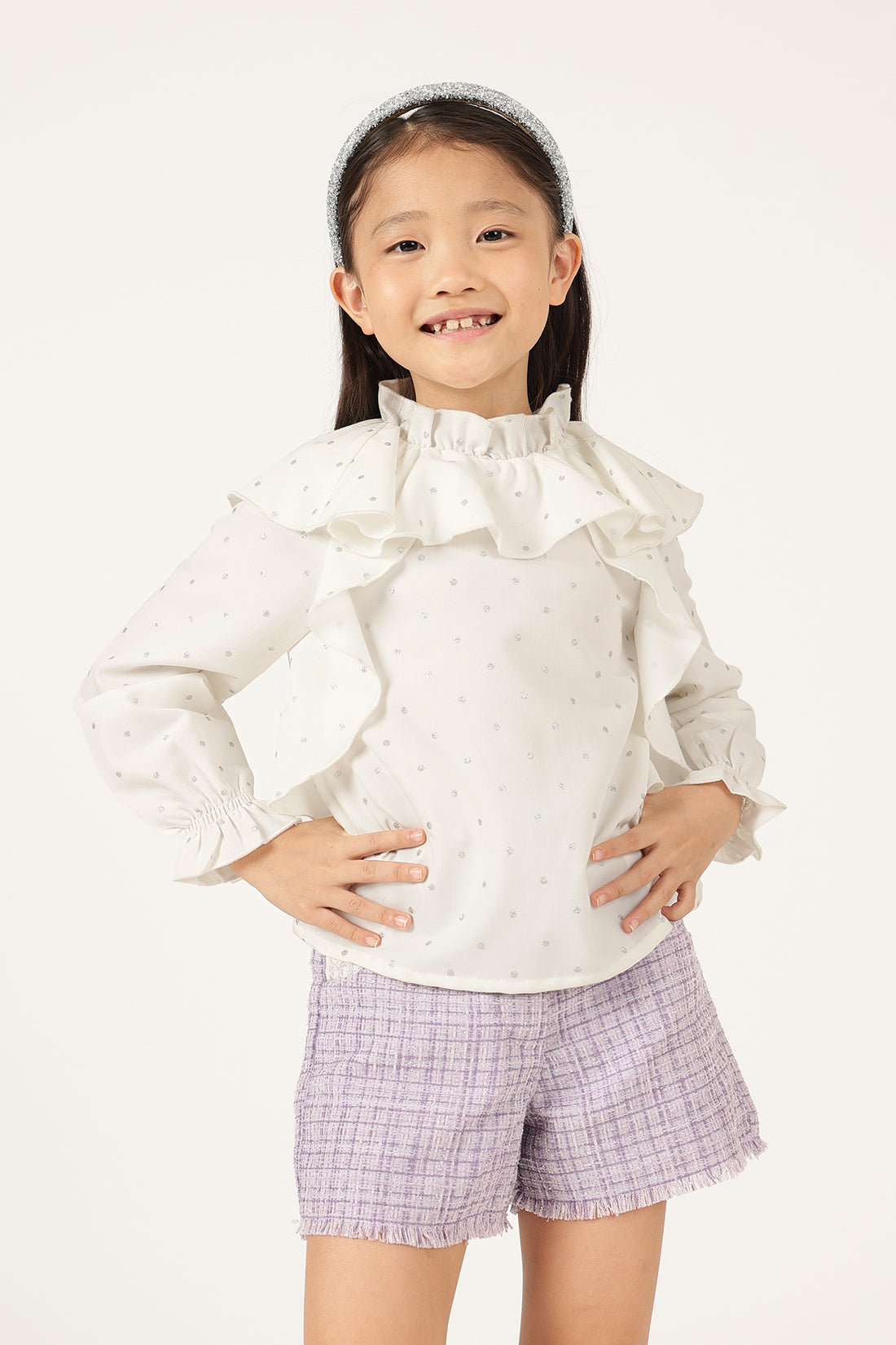 One Friday Girls' White Ruffled Top