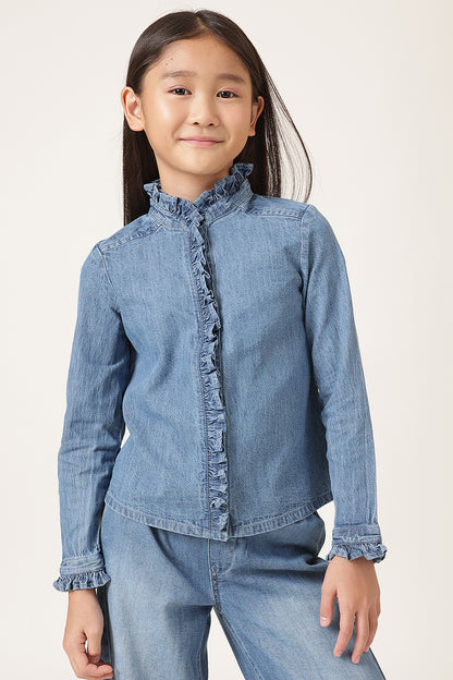 Girls Blue Full Sleeve Denim Shirt