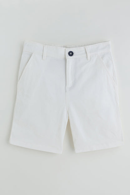 Boys Off White Regular Fit Shorts
