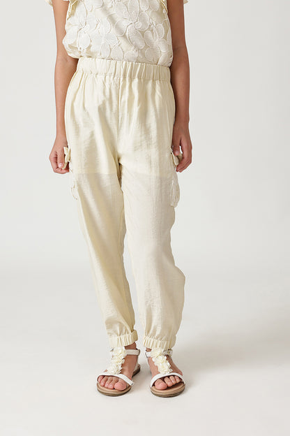 Girls Sand Loose Fit Solid Jogger by One Friday