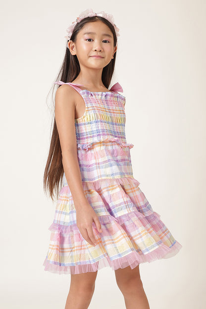 Girls Multi Seersucker Check Dress