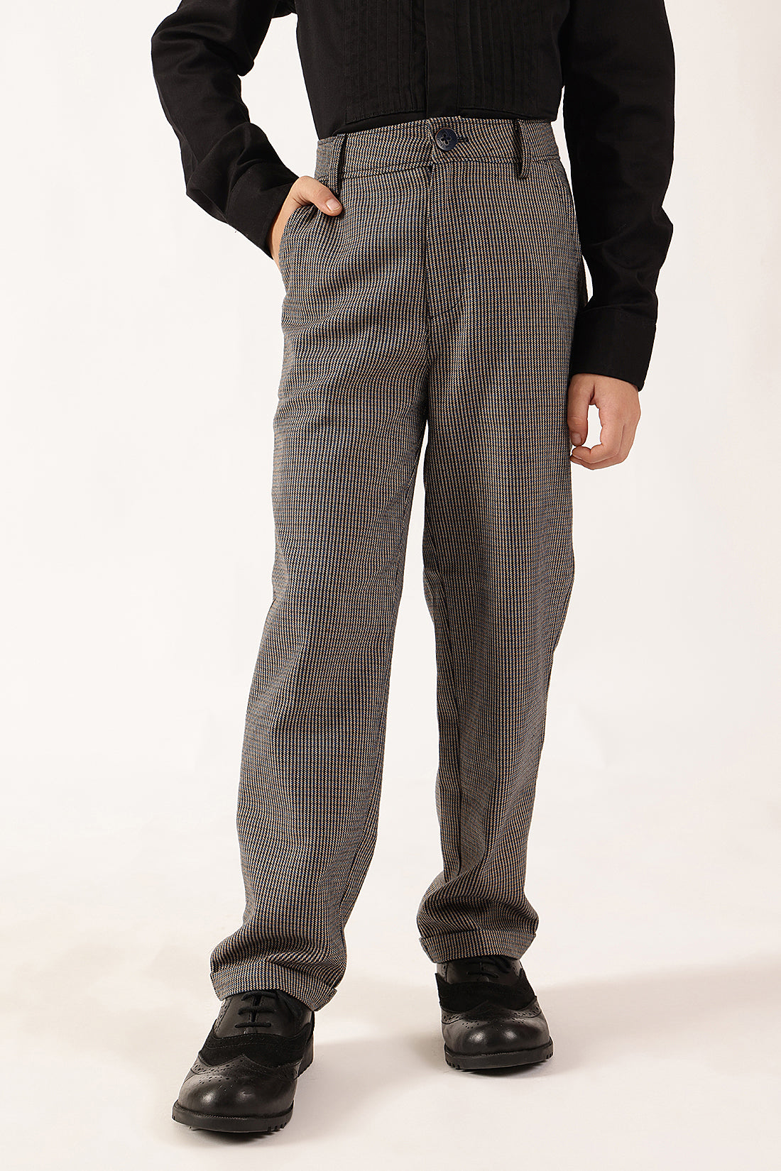 Boys Multi-Colored Solid Woven Trousers