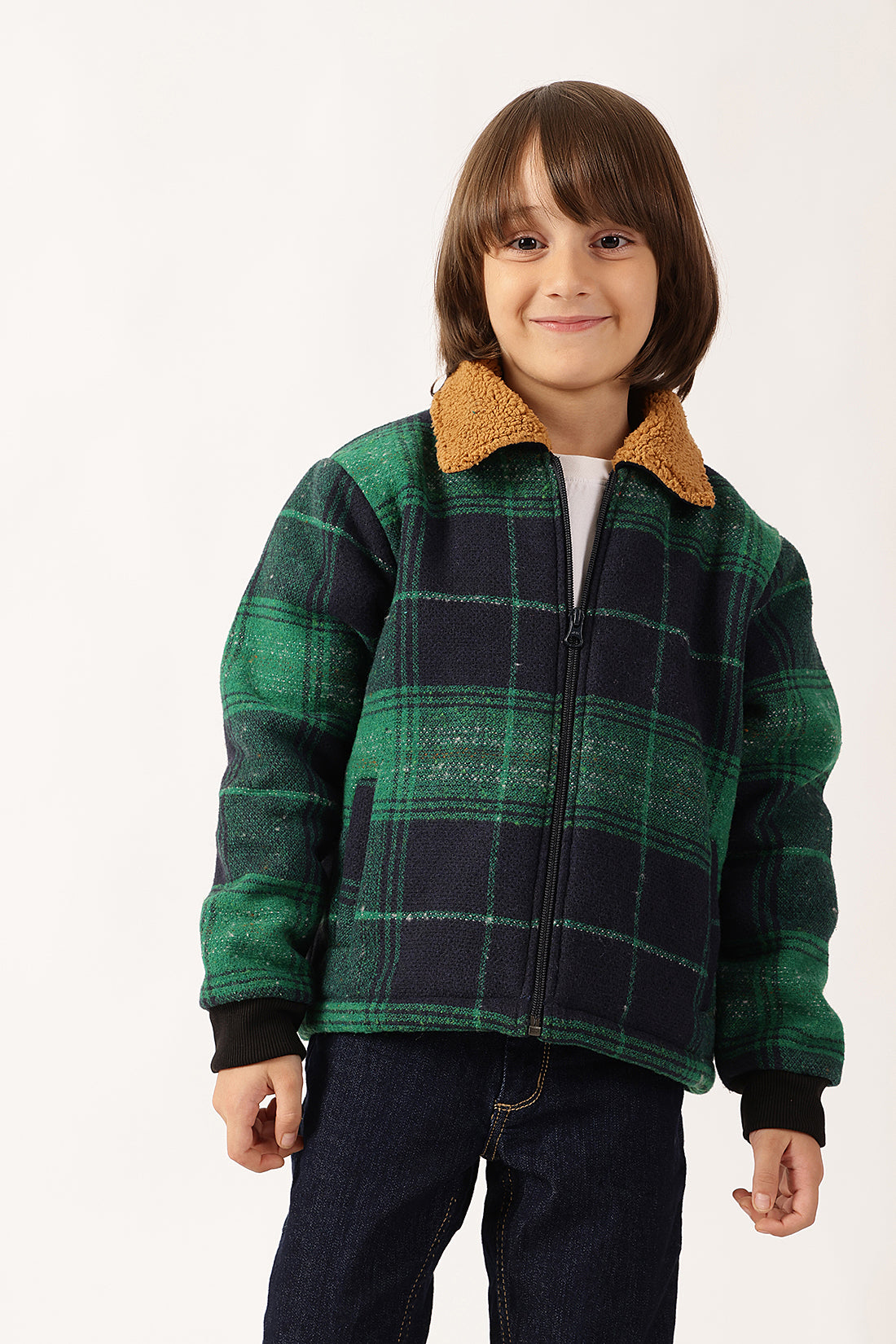 Boys Green Checked Jacket One Friday
