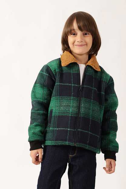 Boys Green Checked Jacket One Friday