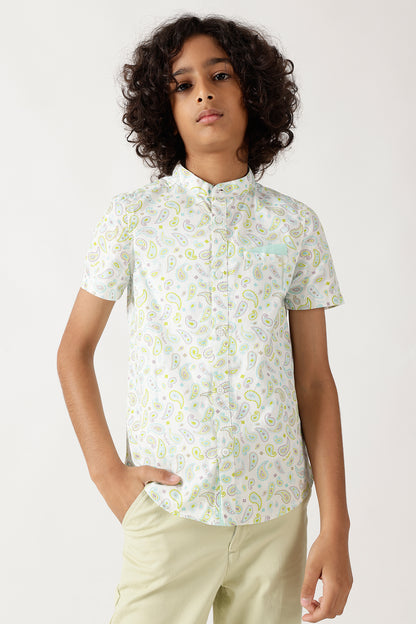 Boys Multi Color Loose Fit Half Sleeve Printed Shirt By One Friday