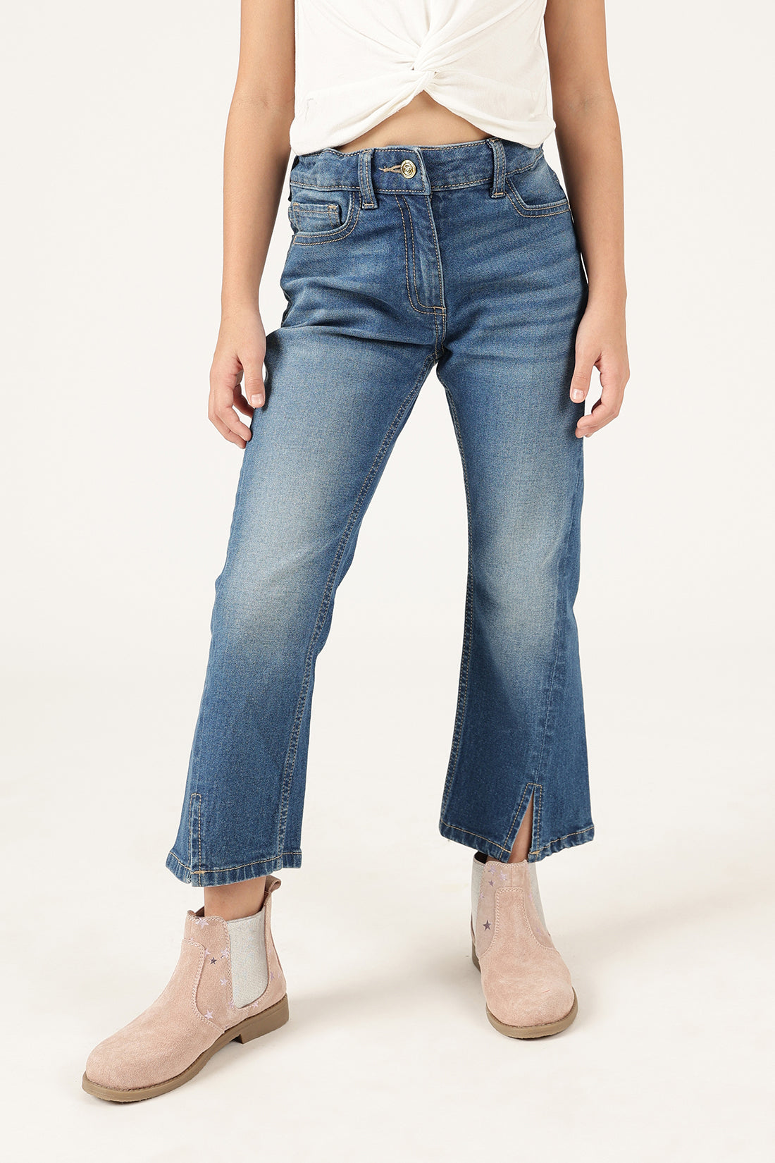 Girls Blue Classic Fit Cotton Denim Jeans | One Friday