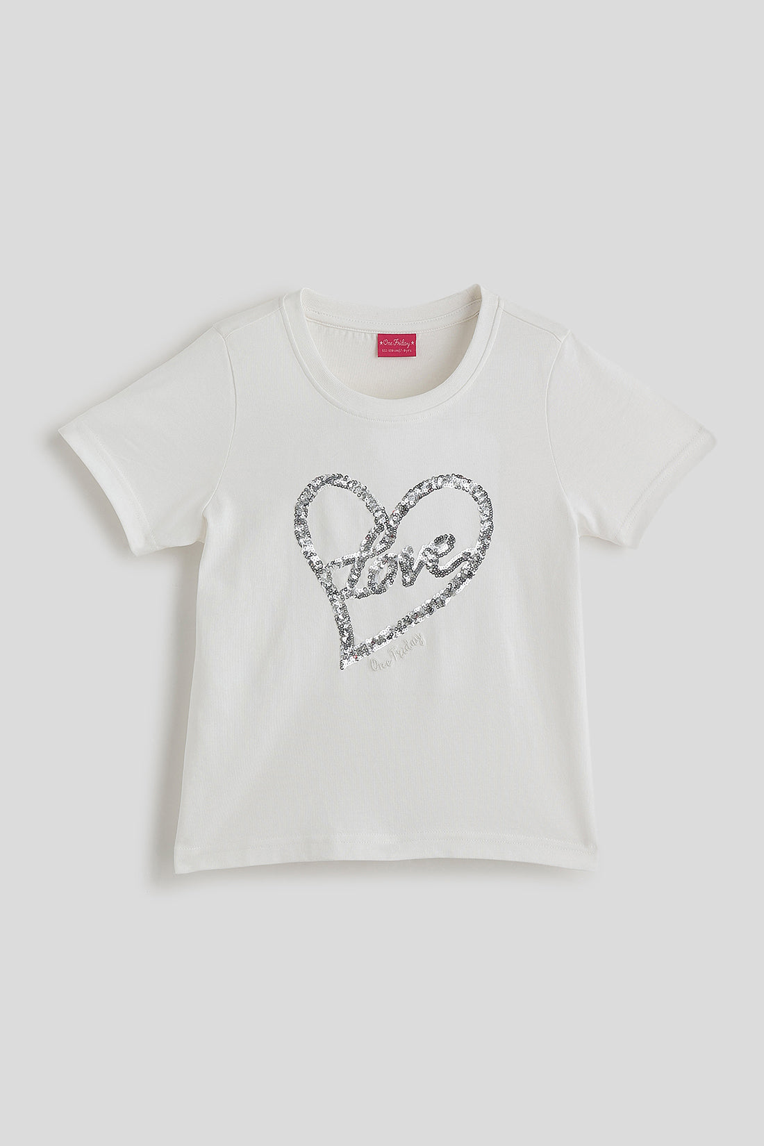 Girls Off White Solid T-shirt
