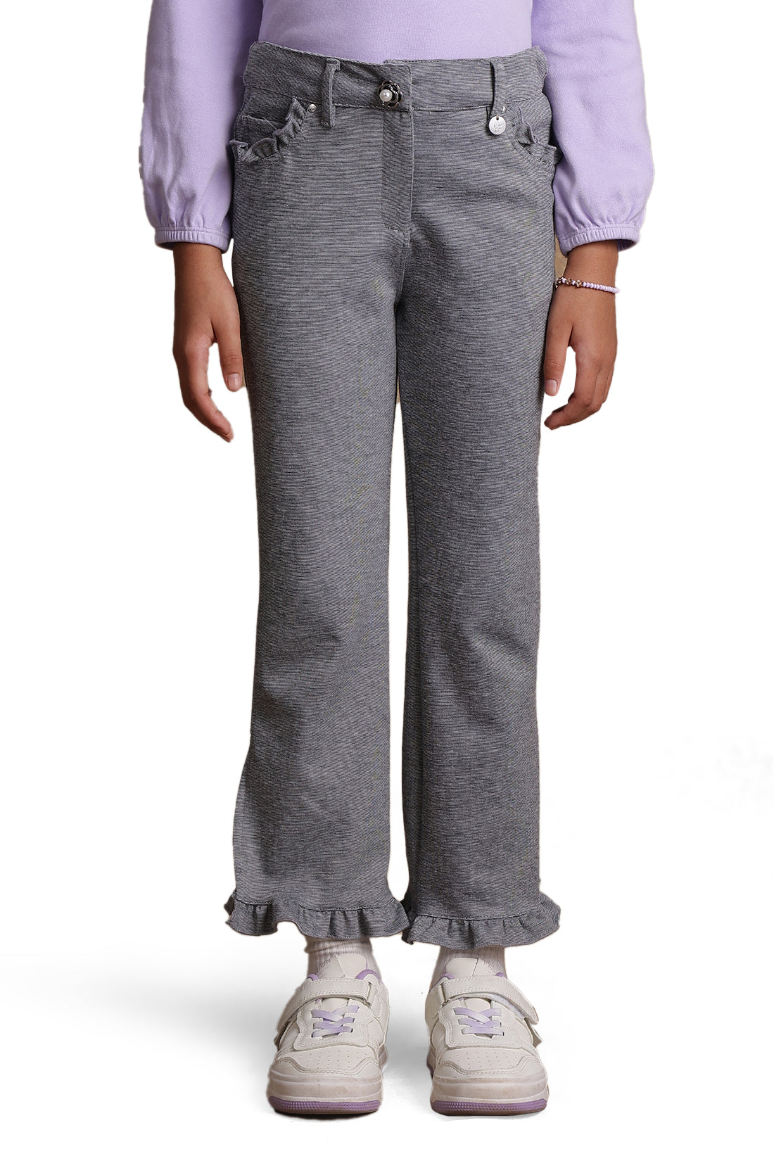 Girls Grey Frilled Trouser