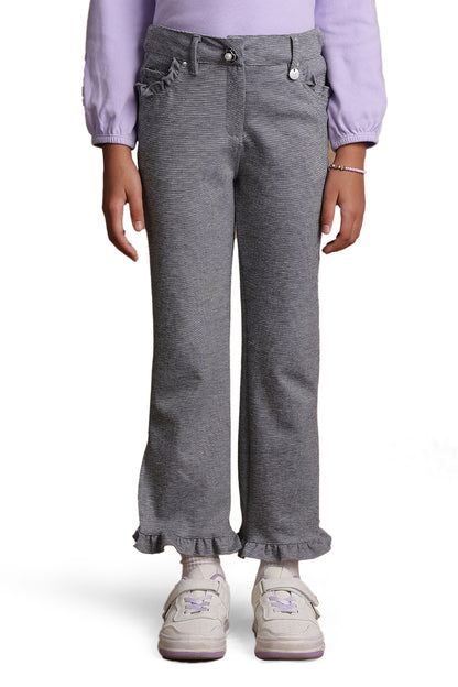 Girls Grey Frilled Trouser