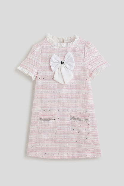 One Friday Girls Pink Boucle Dress