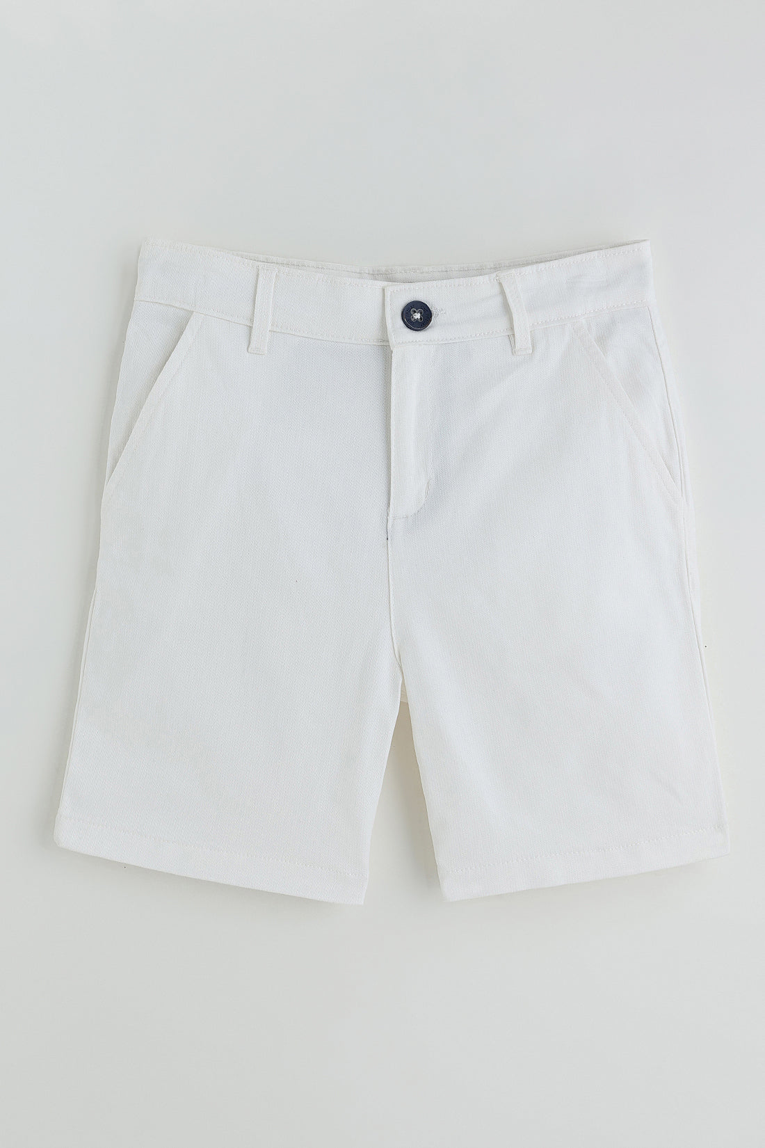 One Friday Off White Regular Fit Solid Shorts