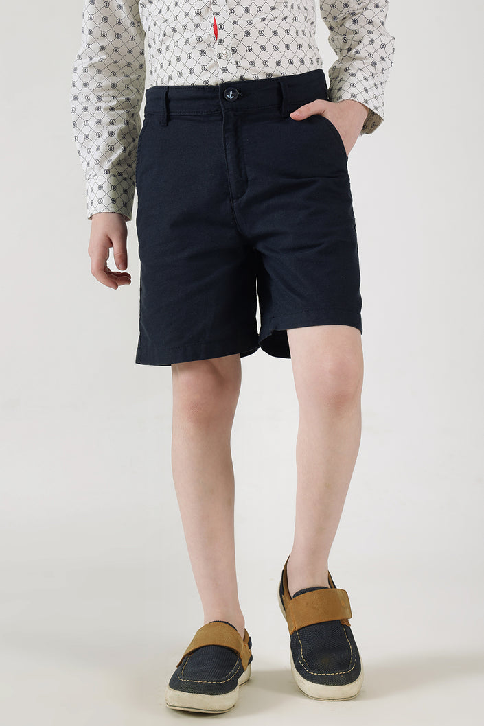 Boys Blue Regular Fit Solid Shorts by One Friday