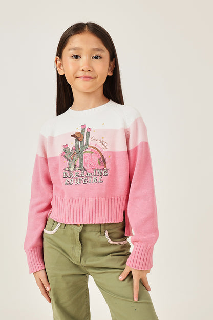 Girls Pink Knit Sweater – Cozy Winter Essential