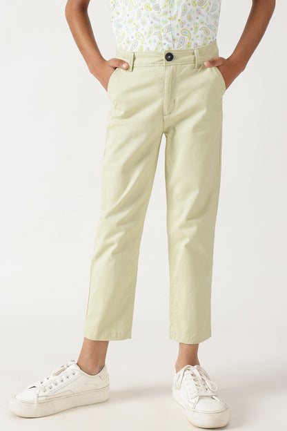Boys Mint Regular Fitted Solid Trouser By One Friday