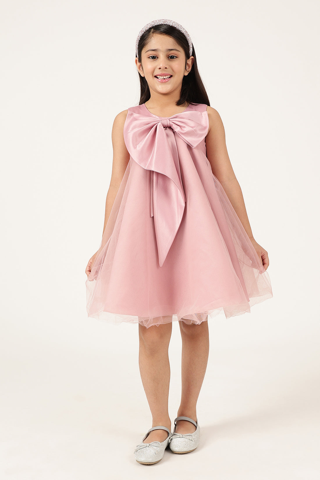 Girls Off Shoulder Sleeveless Zip Dress