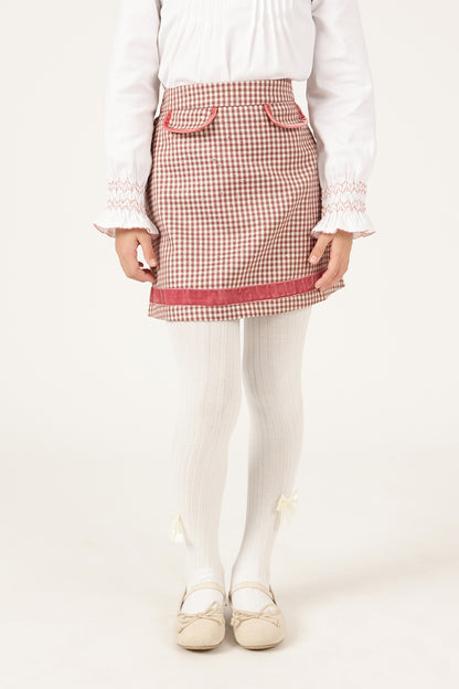 Girls Multicolor Check Woven Skirt