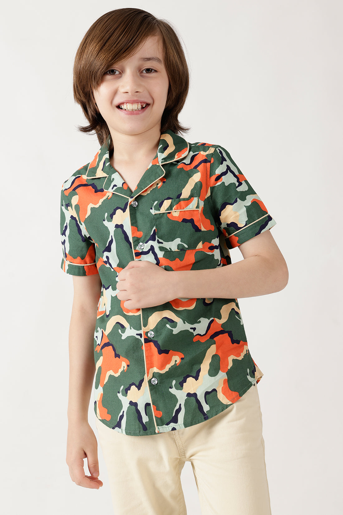 Boys Multi Color Loose Fit Half Sleeve Printed Shirts By One Friday