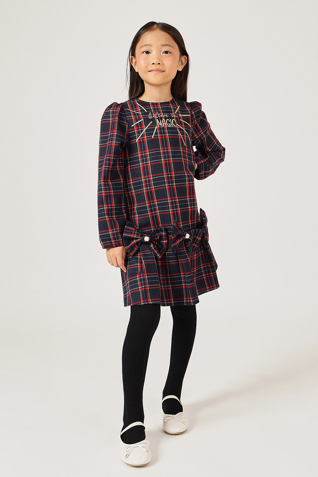 Girls Multicolour Abstract Full Sleeve Woven Dress | One Friday