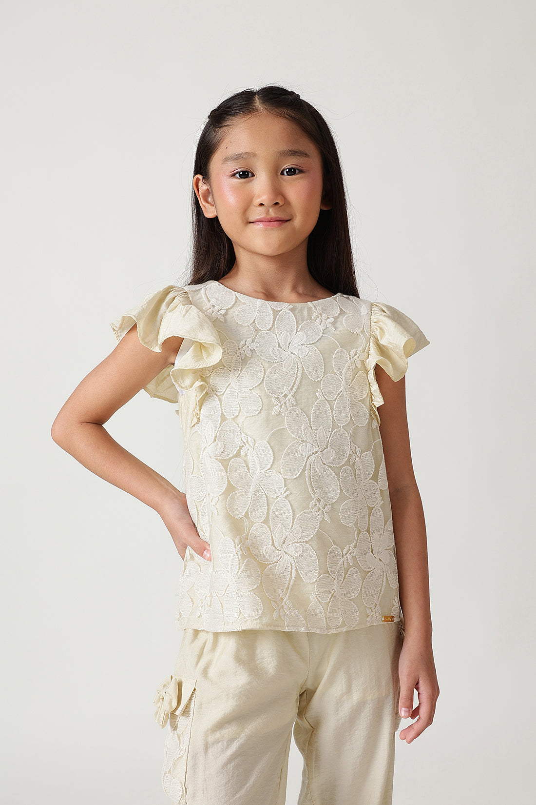 Girls Sand Regular Fit Sleeveless Solid Top by One Friday