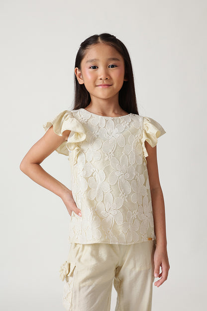 Girls Sand Regular Fit Sleeveless Solid Top by One Friday