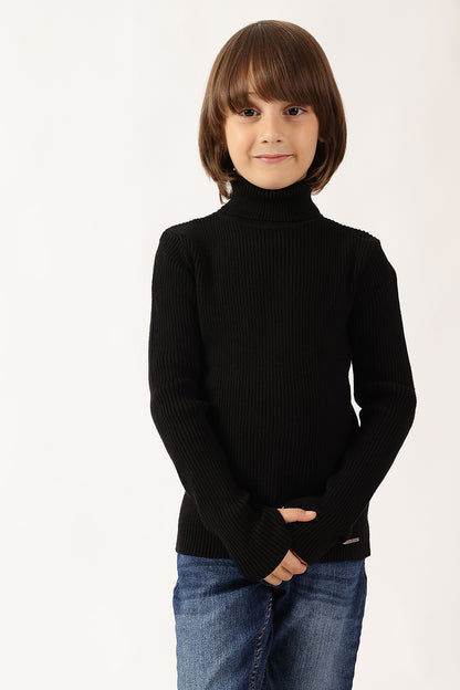 Boys Black Turtle Neck Jumper