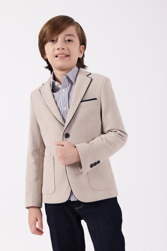 One Friday Boys Beige V-Neck Blazer
