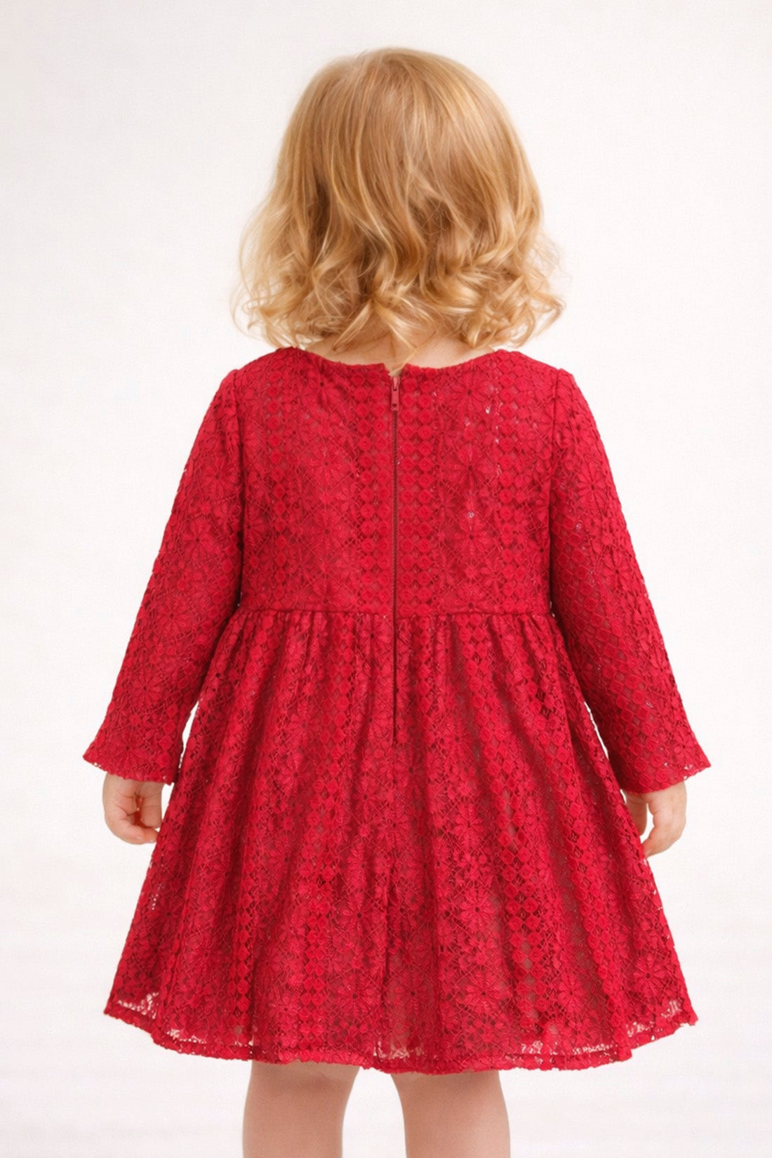 Baby Girls Red Velvet Mesh Dress