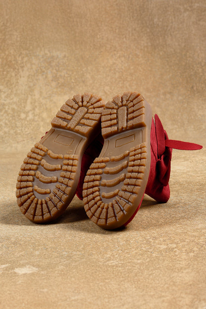 Girls Maroon Solid Boots