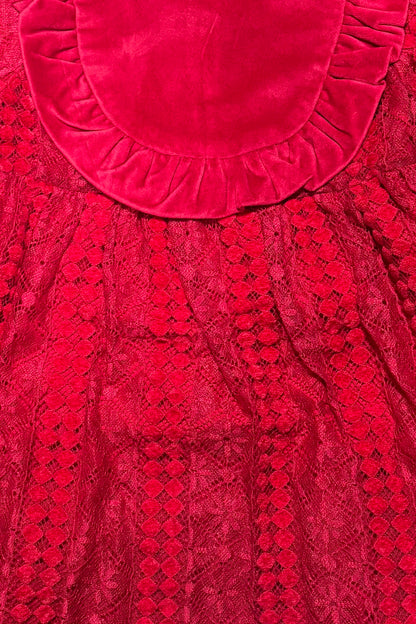 Baby Girls Red Velvet Mesh Dress