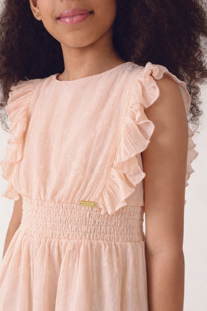 Girls Peach Solid Summer Top