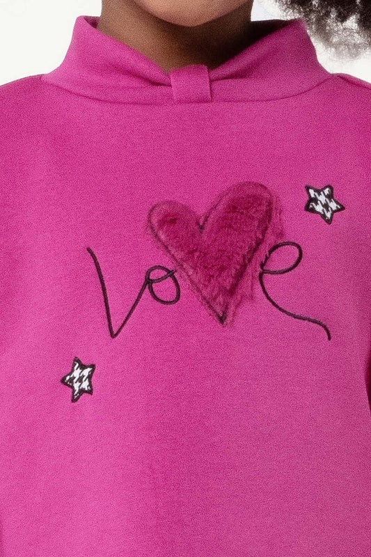 Kids Girls Pink Full Sleeves Cotton Sweat Shirt