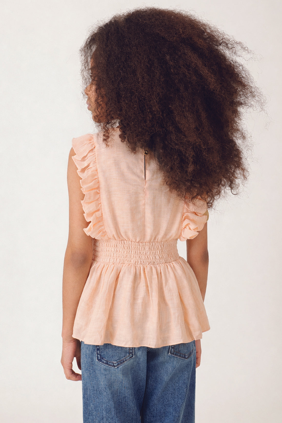 Girls Peach Solid Summer Top