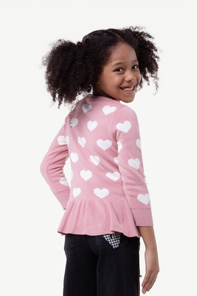 Pink  Heart Print Sweater