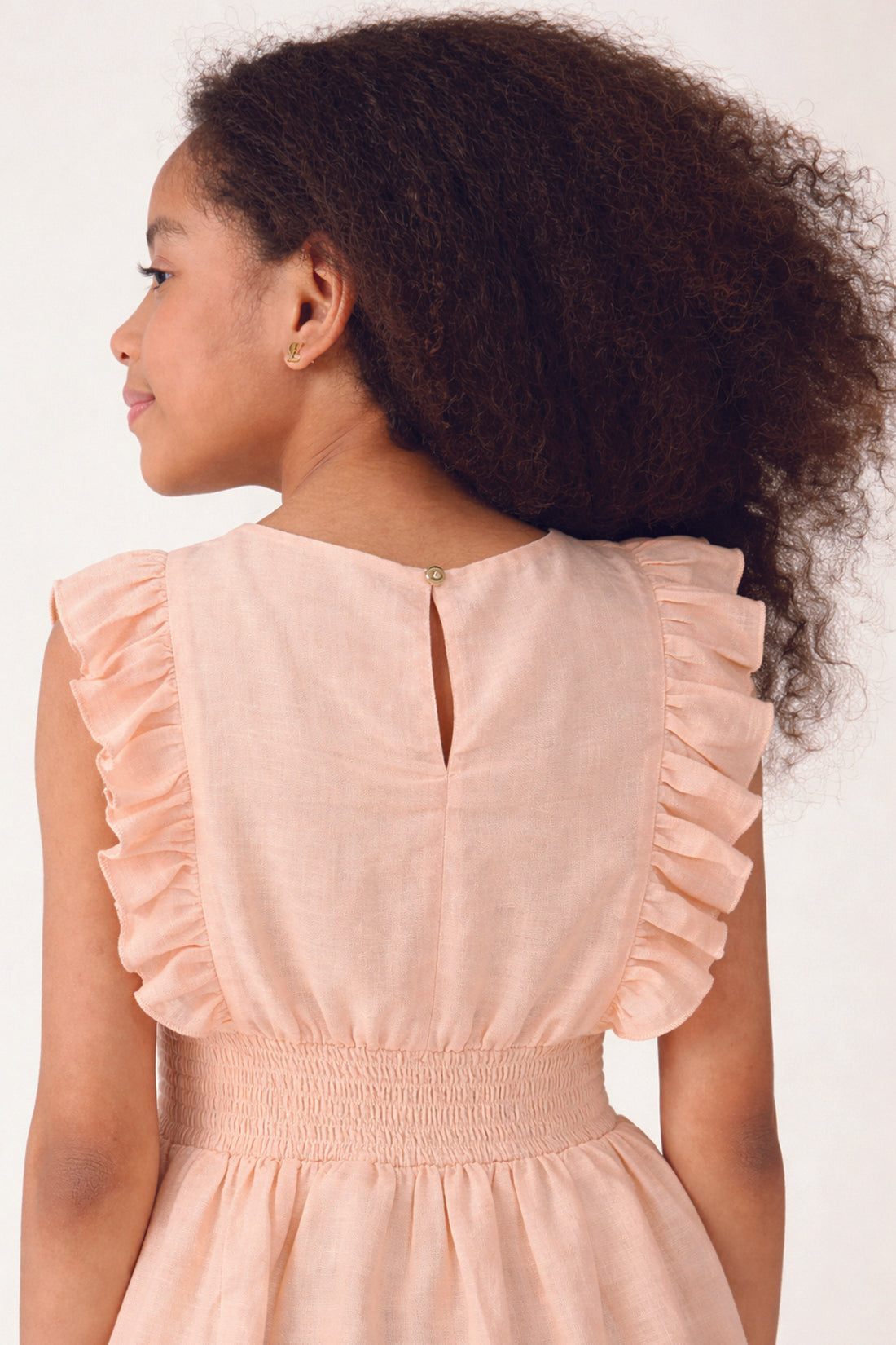 Girls Peach Solid Summer Top