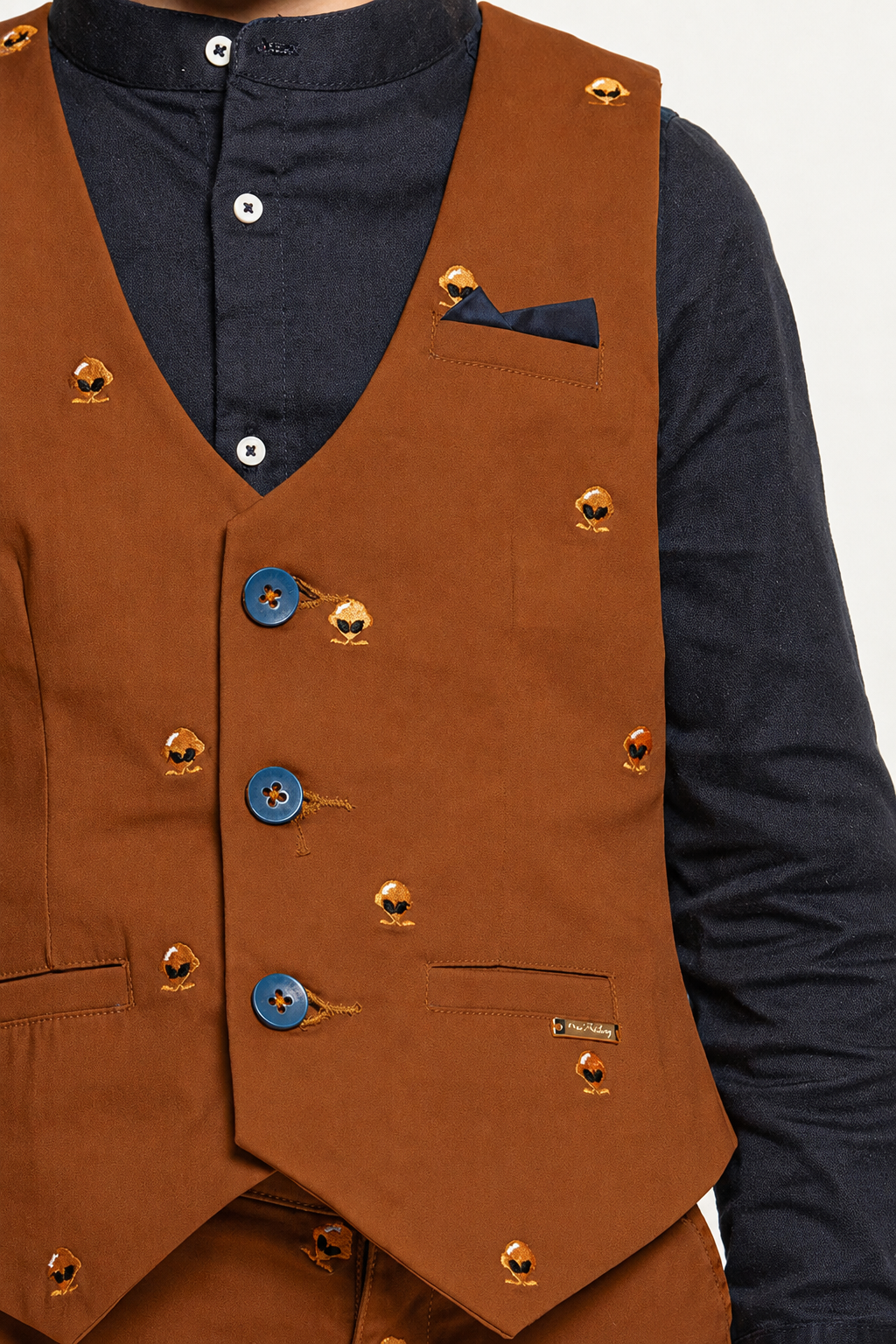 Boys Rust V-Neck Waist Coat