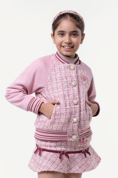 Girls Pink  Boucle Jacket