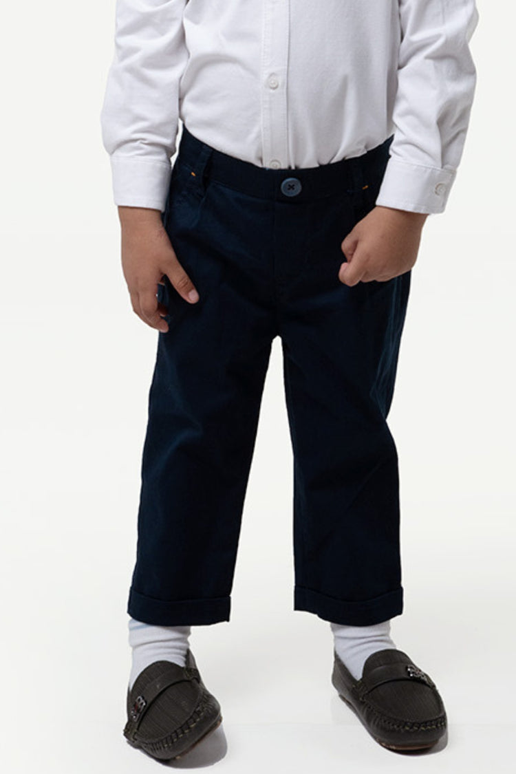Navy Blue Solid Trouser