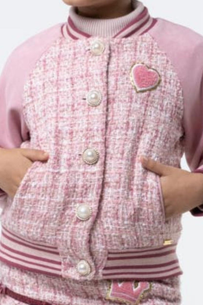 Girls Pink  Boucle Jacket