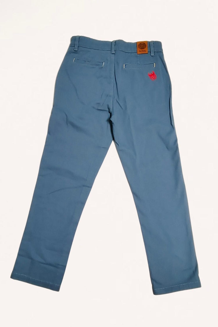 Blue Solid Marvel Print Trouser