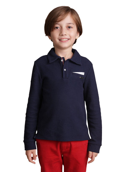 Boys Navy Blue Knitted T-shirt
