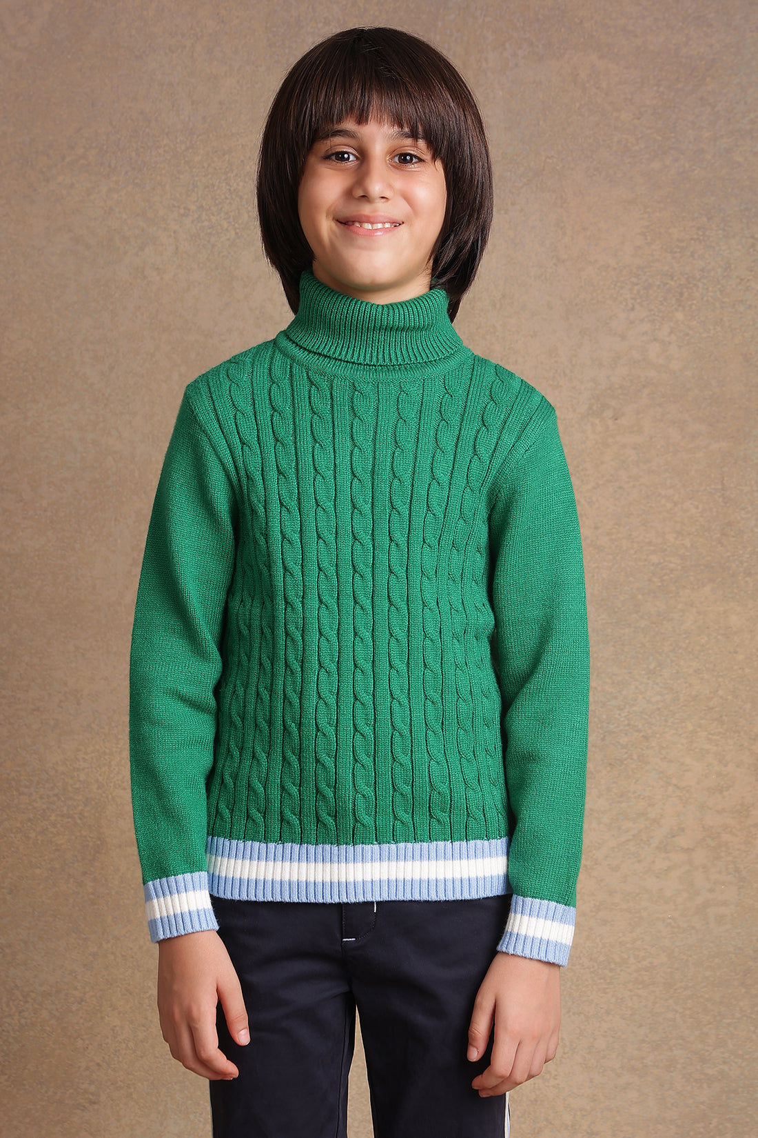 One Friday Kids Boys Green Solid Sweater