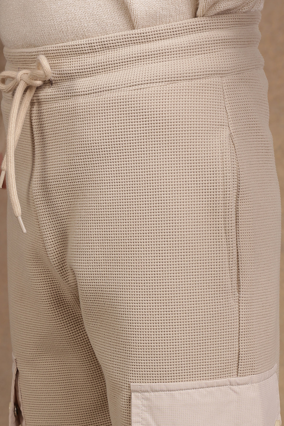 One Friday Kids Boys Beige Knitted Track Pants