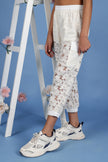 One Friday Kids Girls Off White Cotton Laced Jogger
