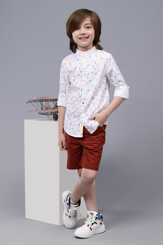 One Friday Kids Boys Brown Cotton Solid Short