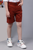 One Friday Kids Boys Brown Cotton Solid Short