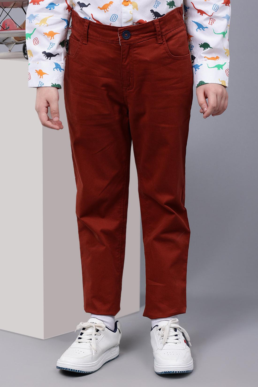 One Friday Kids Boys Brown Cotton Trouser - One Friday World