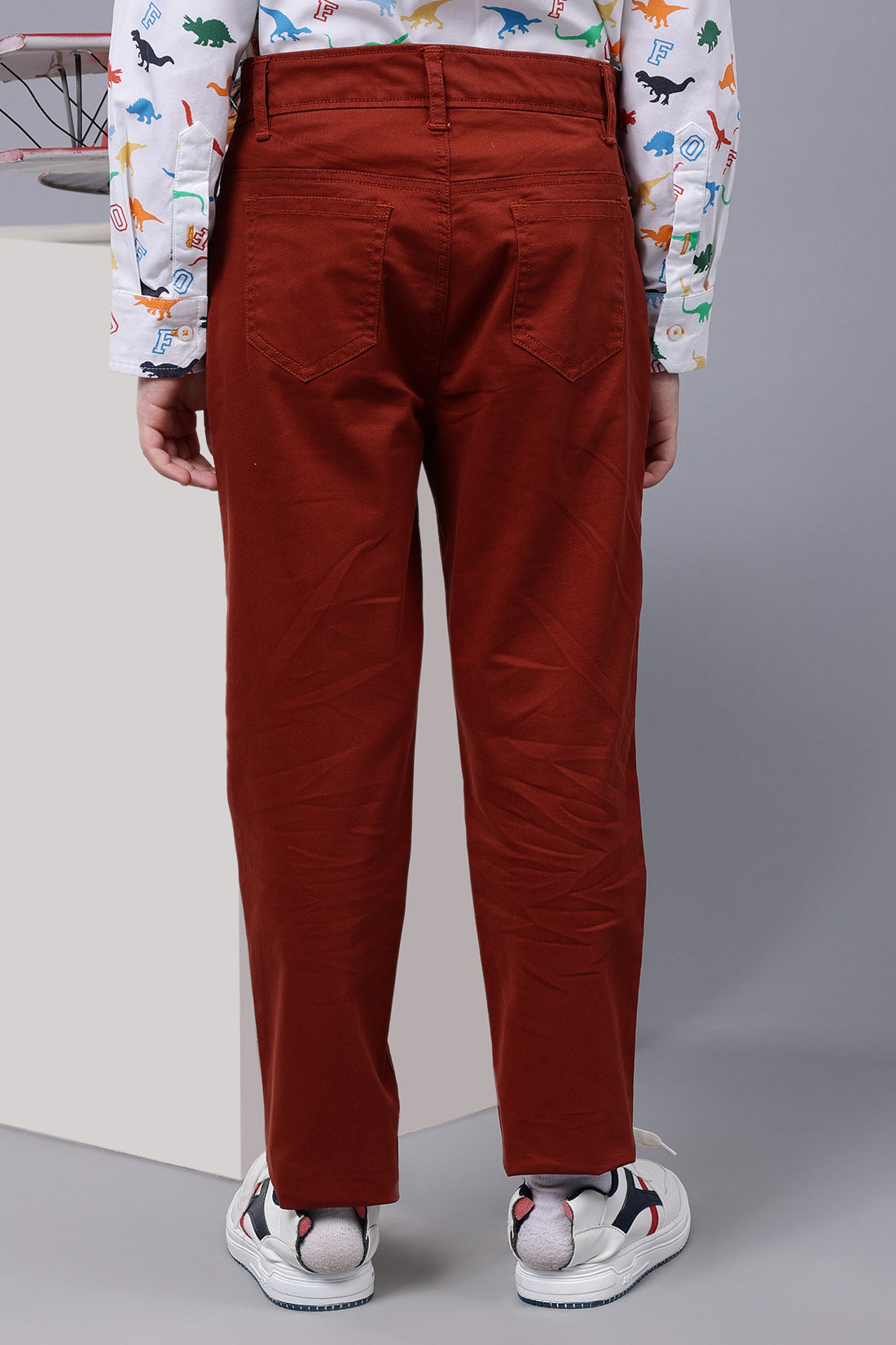 One Friday Kids Boys Brown Cotton Trouser
